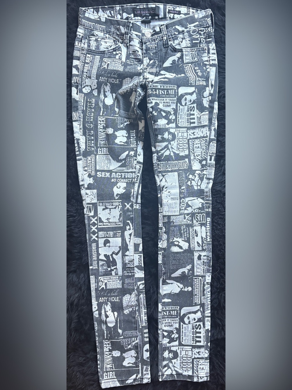 Trade Xxx vulgar sex ad print lip service jeans rare 90s
